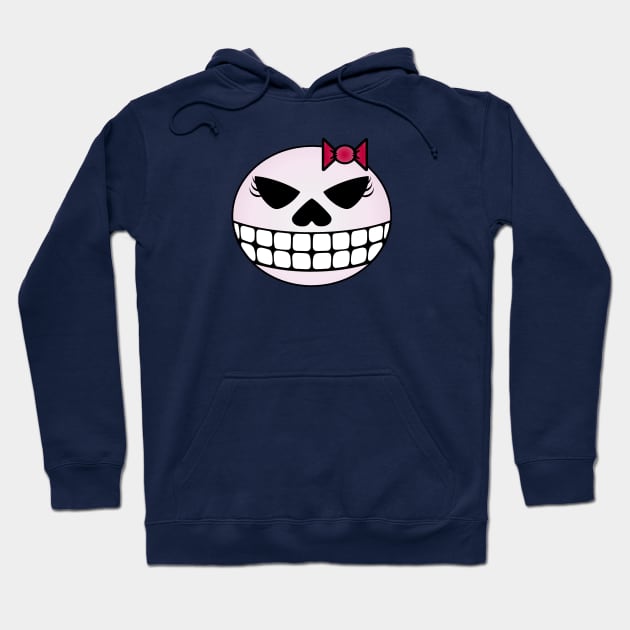 Girlie Grinning Skull with Ribbon Hoodie by RawSunArt